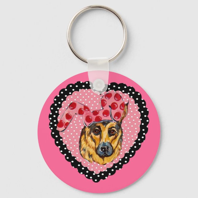 Easter German Shepherd Key Ring (Front)