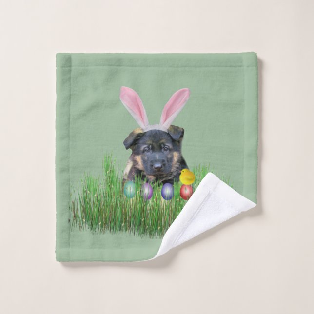 Easter German Shepherd puppy face towel (Wash Cloth)