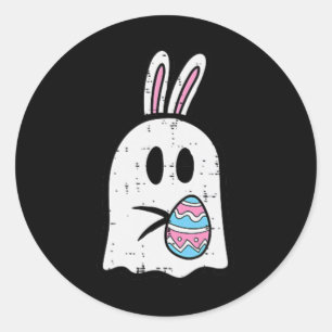 Easter Ghost Bunny Egg Pocket Funny Rabbit Women K Classic Round Sticker
