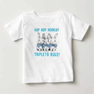 Easter Gift,  Baby Shower, Bunnies, Boys Triplets  T-Shirt