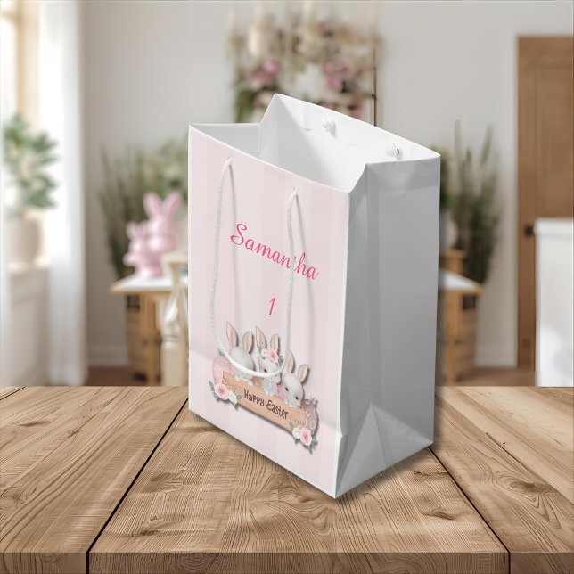 Easter Gift Bag - Kawaii Bunnies & Pastel Roses (Creator Uploaded)