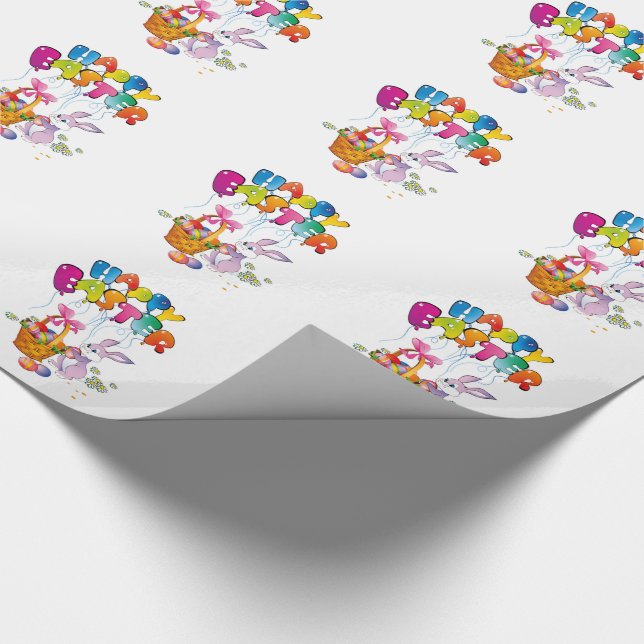 Easter Gift Wrap/Bunny with basket with eggs Wrapping Paper (Corner)
