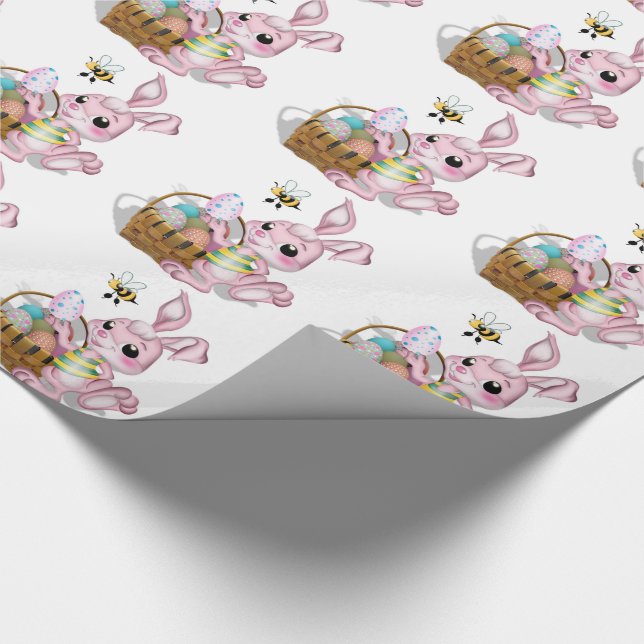 Easter Gift Wrap/Bunny with basket with eggs Wrapping Paper (Corner)