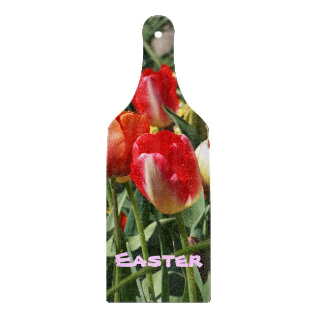 Easter gifts Kitchen Cutting board Paddles Tulips (Front)