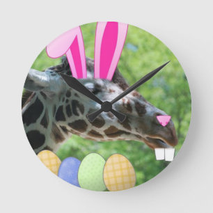Easter Giraffe Round Clock