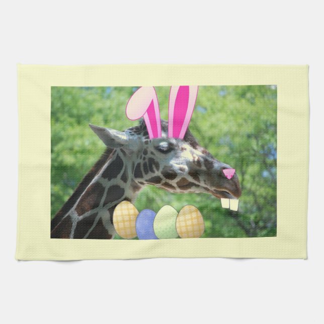 Easter Giraffe Tea Towel (Horizontal)