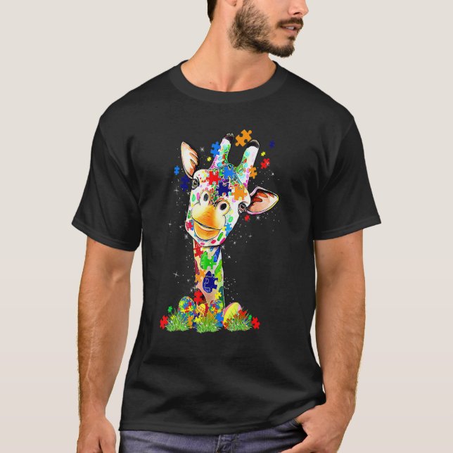 Easter Giraffe World Autism Awareness Day T-Shirt (Front)
