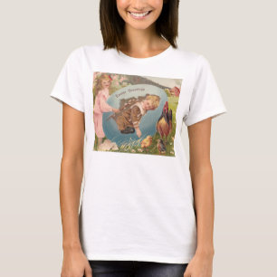 Easter Girl and Boy Victorian Antique Postcard T-Shirt