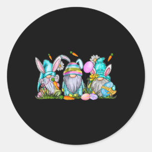 Easter Gnome 3 Cute Gnomes With Easter Eggs Spring Classic Round Sticker