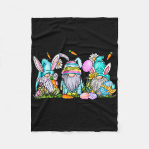 Easter Gnome 3 Cute Gnomes With Easter Eggs Spring Fleece Blanket