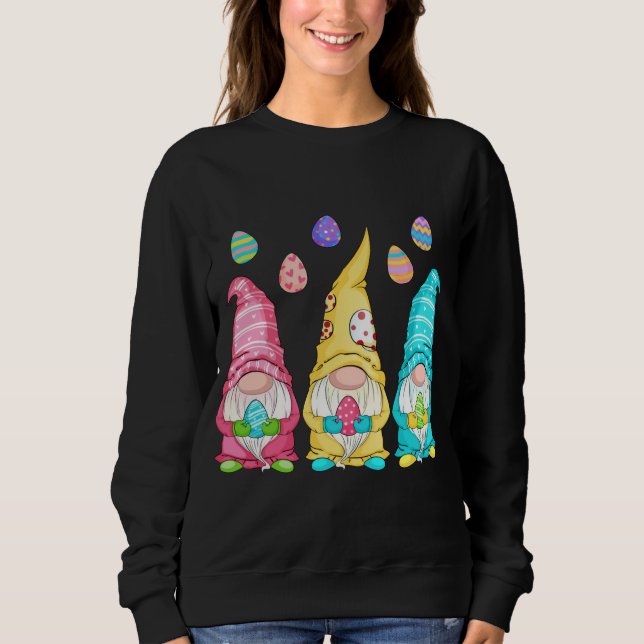 Easter Gnome Egg Hunting - Cute Gnomes Holding Eas Sweatshirt (Front)