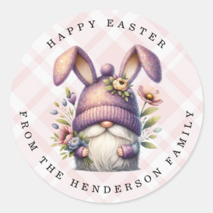 Easter Gnome Personalised Name Round Stickers