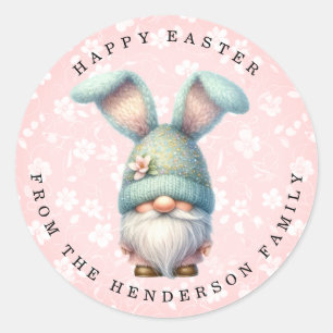 Easter Gnome Personalised Name Round Stickers