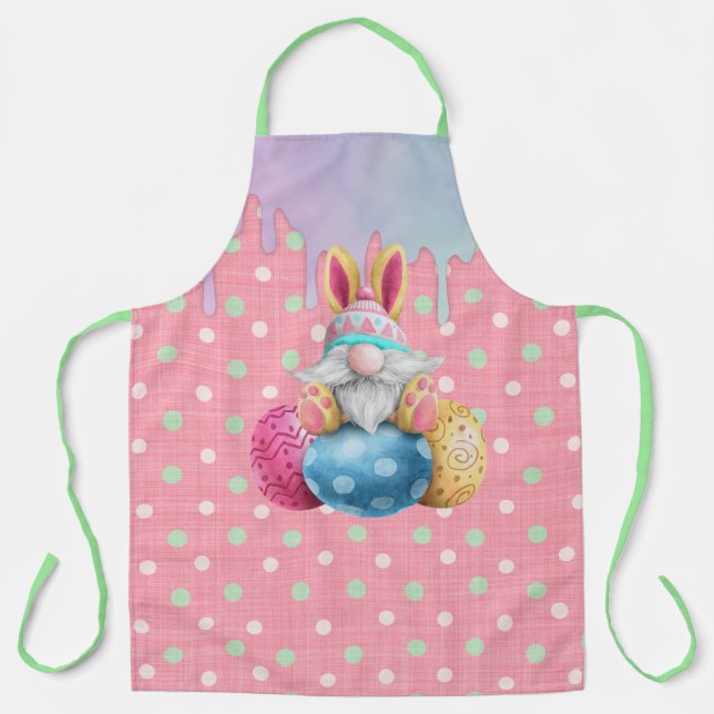 Easter Gnome Polkadot Eggs Icing Drips Apron (Front)
