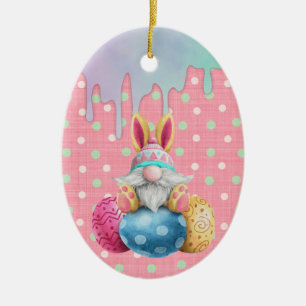 Easter Gnome Polkadot Eggs Icing Drips Ceramic Ornament