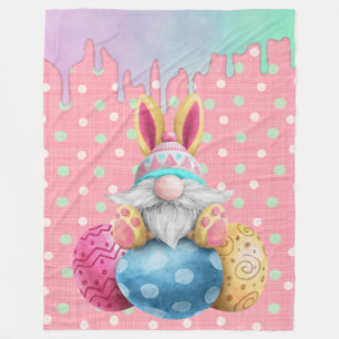 Easter Gnome Polkadot Eggs Icing Drips Fleece Blanket