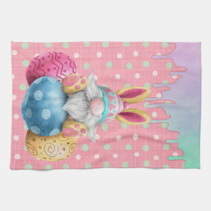 Easter Gnome Polkadot Eggs Icing Drips Tea Towel