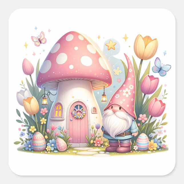 Easter Gnome Square Sticker (Front)