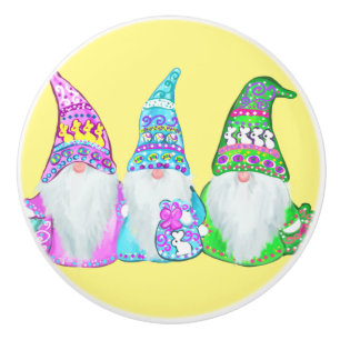 EASTER  GNOMES  CERAMIC KNOB