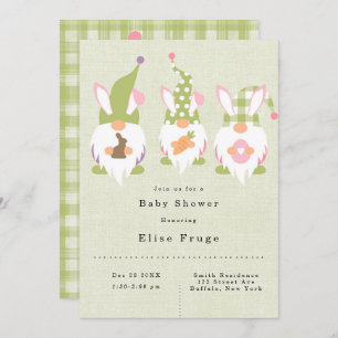 Easter Gnomes Green Baby Shower Invitation