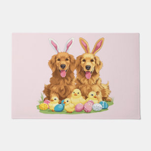 Easter Golden Retriever Dogs Bunny Ears Doormat