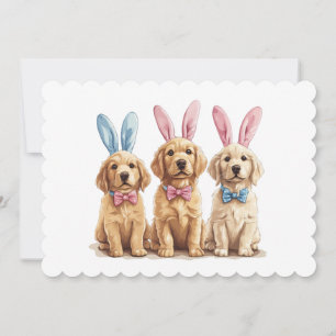 Easter Golden Retriever Dogs Bunny Ears Holiday Card