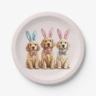Easter Golden Retriever Dogs Bunny Ears Paper Plate