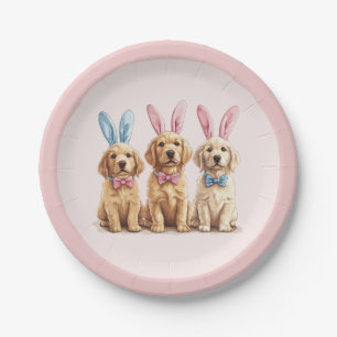 Easter Golden Retriever Dogs Bunny Ears Paper Plate