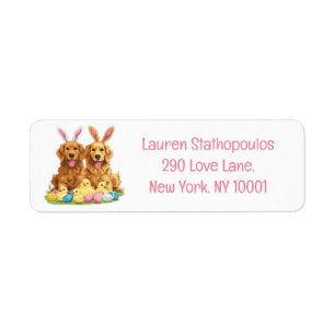 Easter Golden Retriever Dogs Bunny Ears Return Address Label