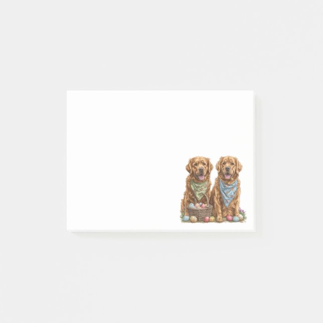 Easter Golden Retriever Dogs Easter Basket Post-it Notes (Front)