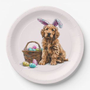 Easter Golden Retriever Puppy Bunny Ears Paper Plate