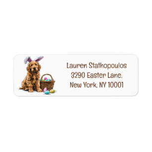 Easter Golden Retriever Puppy Bunny Ears Return Address Label