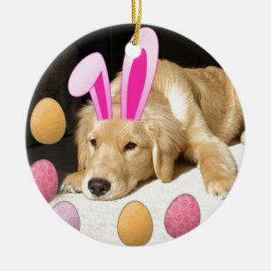 Easter Golden Retriever Puppy Ceramic Ornament