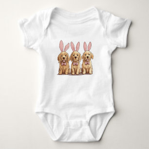 Easter Golden Retriever Puppy Dogs Bunny Ears Baby Bodysuit