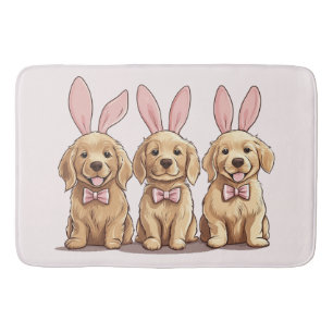 Easter Golden Retriever Puppy Dogs Bunny Ears Bath Mat