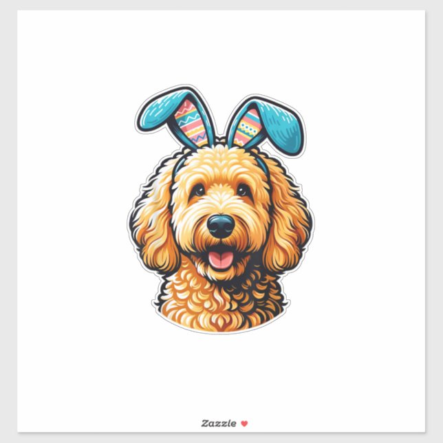 Easter Goldendoodle Dog Wearing Bunny Ears, Easter (Sheet)