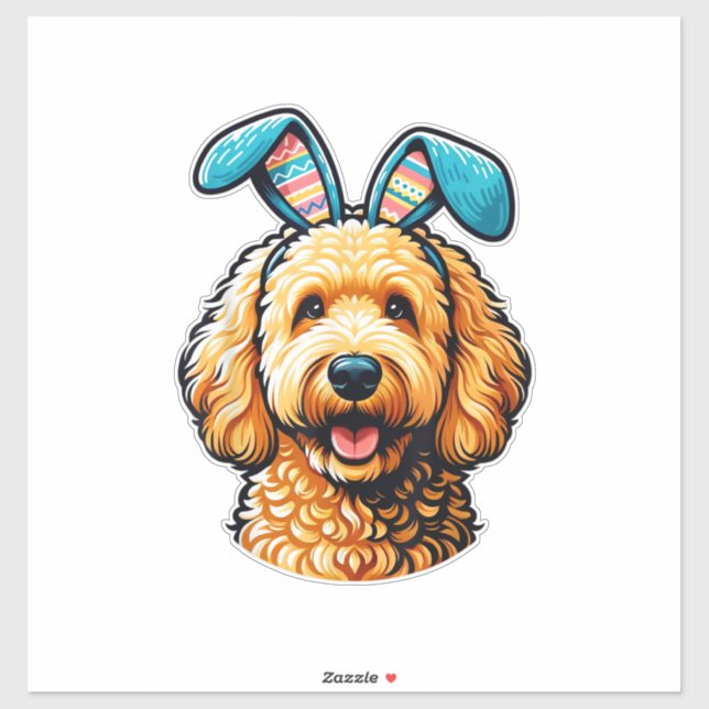 Easter Goldendoodle Dog Wearing Bunny Ears, Easter (Sheet)