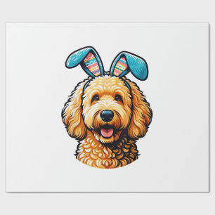 Easter Goldendoodle Dog Wearing Bunny Ears, Easter Wrapping Paper