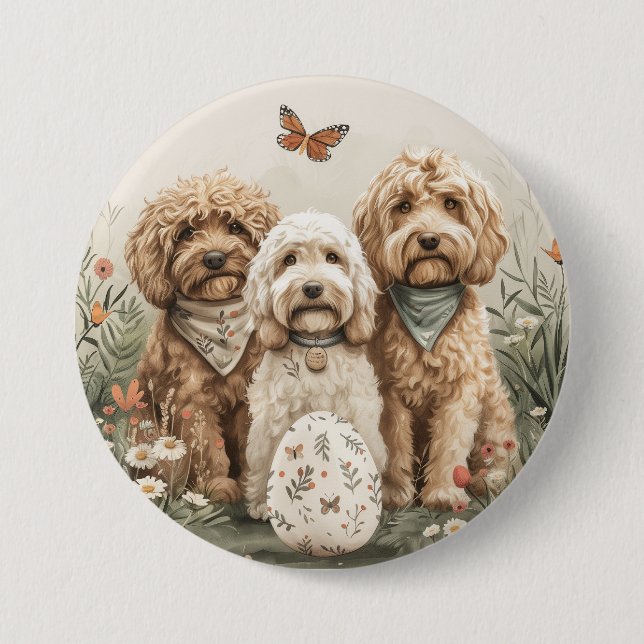 Easter Goldendoodle Dogs 7.5 Cm Round Badge (Front)