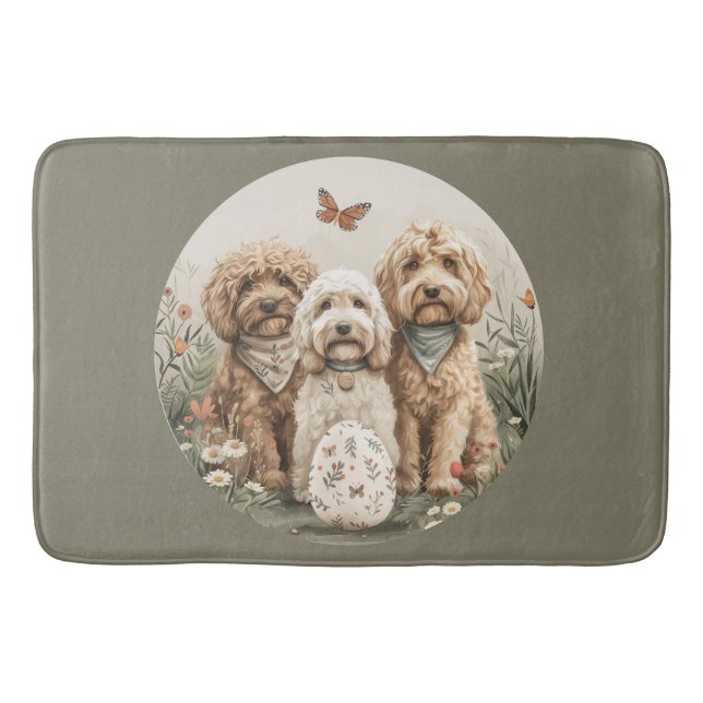 Easter Goldendoodle Dogs Bath Mat (Front)