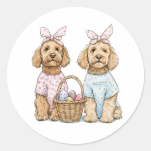 Easter Goldendoodle Dogs Classic Round Sticker