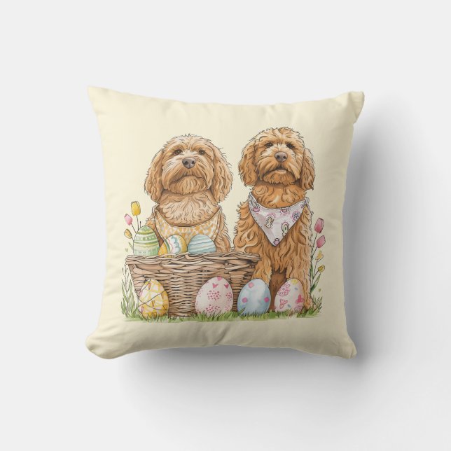 Easter Goldendoodle Dogs Cushion (Front)