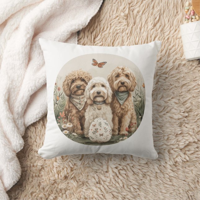 Easter Goldendoodle Dogs Cushion (Blanket)