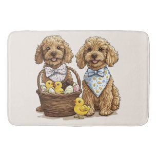Easter Goldendoodle Dogs Easter Basket Bath Mat