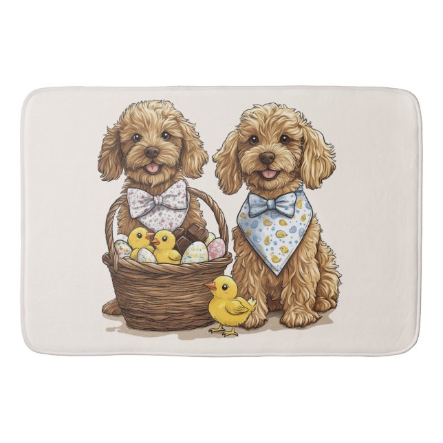 Easter Goldendoodle Dogs Easter Basket Bath Mat (Front)