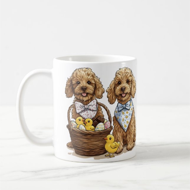 Easter Goldendoodle Dogs Easter Basket Coffee Mug (Left)