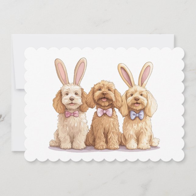 Easter Goldendoodle Dogs Holiday Card (Front)