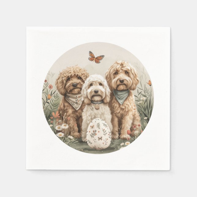 Easter Goldendoodle Dogs Napkin (Front)