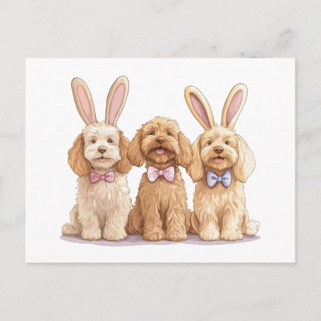 Easter Goldendoodle Dogs Postcard (Front)