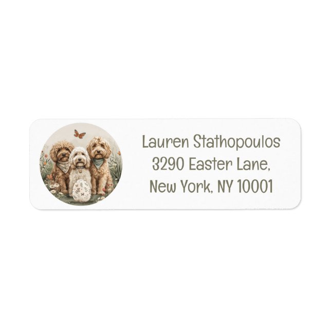 Easter Goldendoodle Dogs Return Address Label (Front)